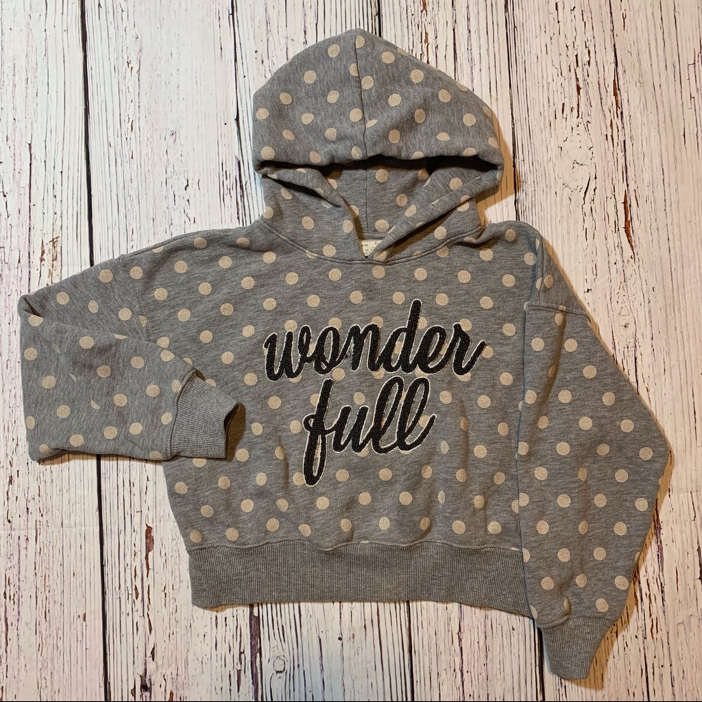 Grey Polka Dot Cropped Hoodie